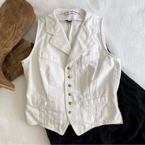 Lauren Jeans Co. Ralph Lauren Western White Jean Vest | Women's Size S